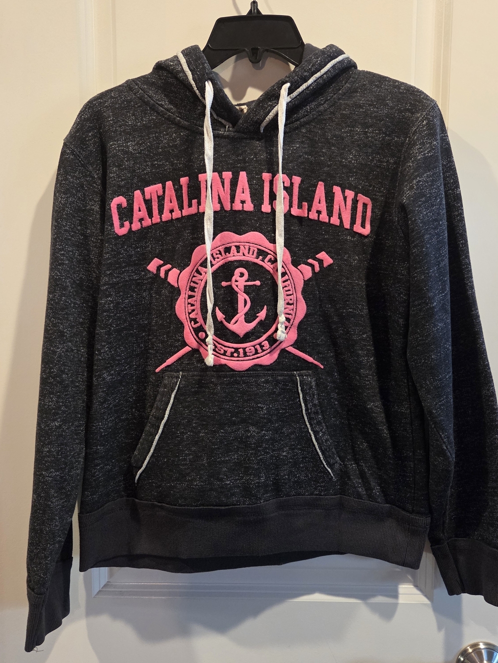 Catalina Island Women's Dark Gray Hoodie with Pink Logo